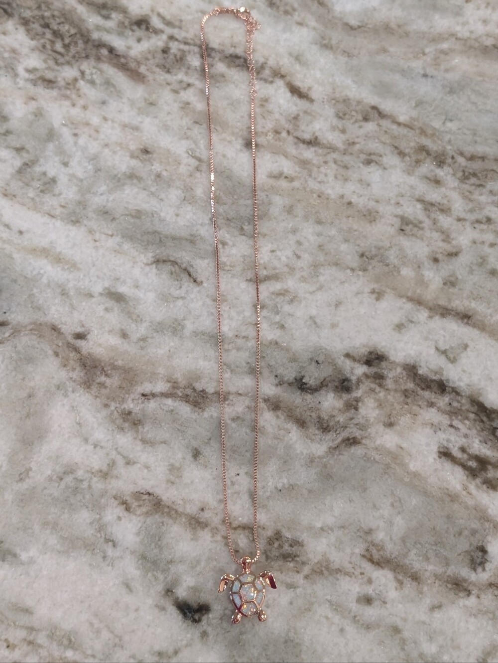Rose Gold Turtle Opal Pendant Necklace for Women - Picture 5 of 6